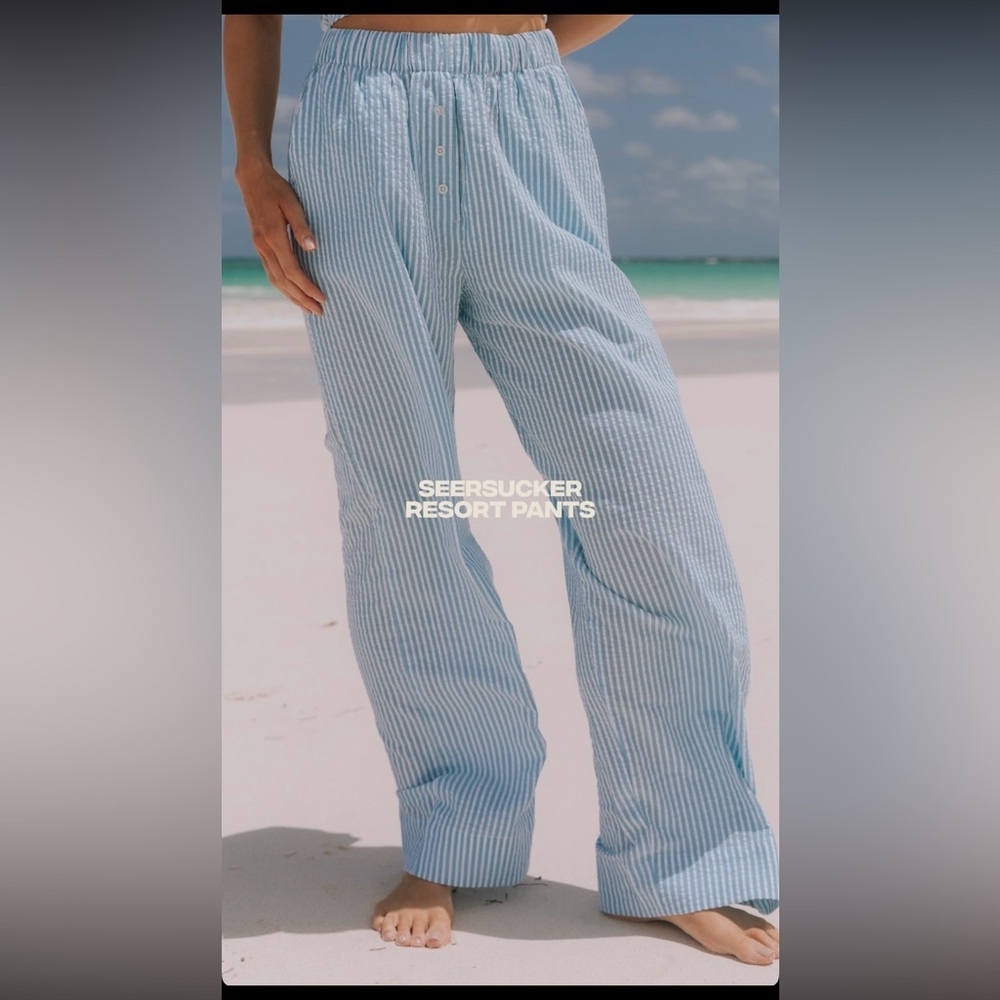 Daily Drills Blue Seersucker Resort Pants